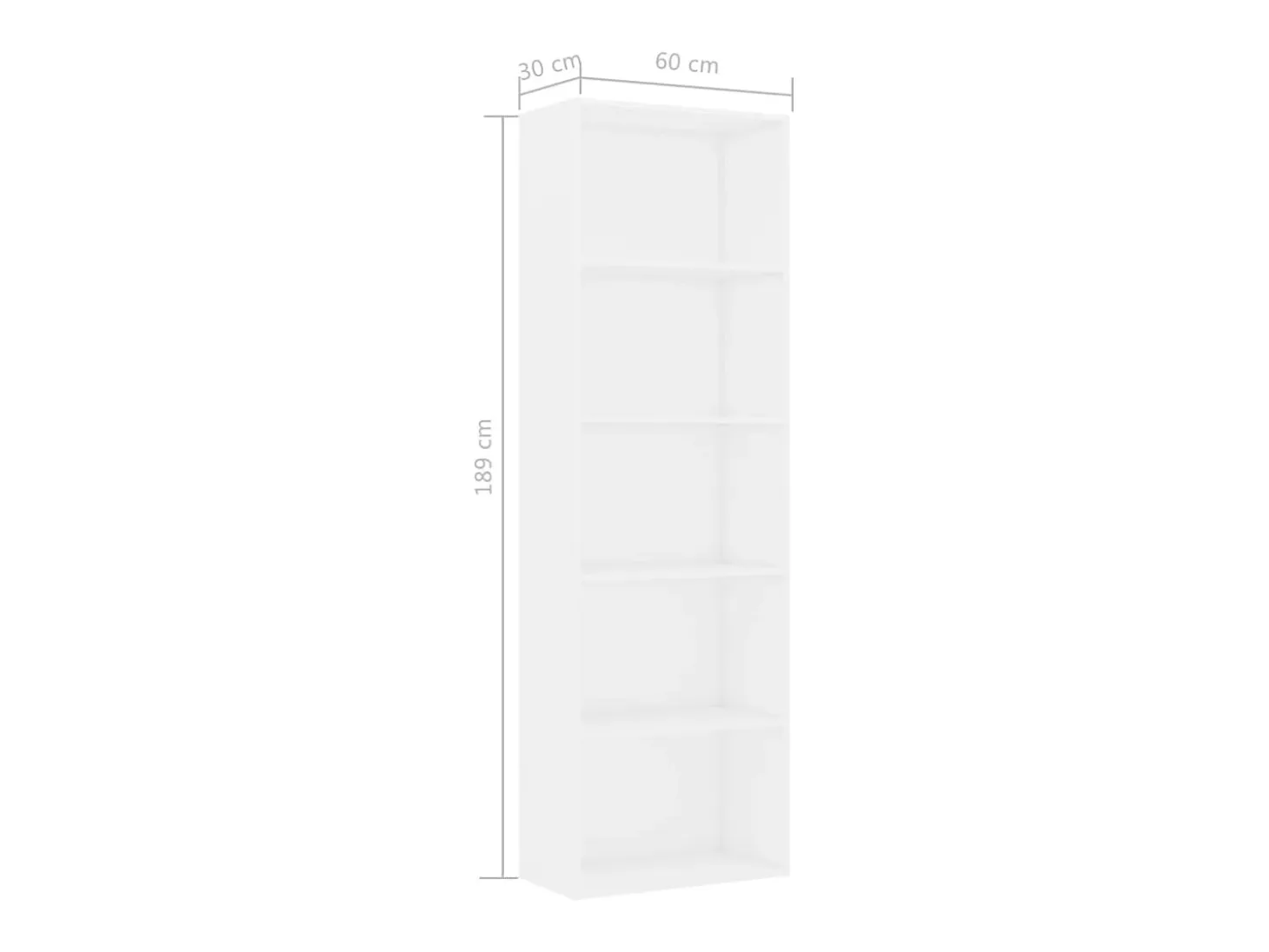 Loïc Estantería de 5 niveles madera contrachapada blanca 60x30x189cm