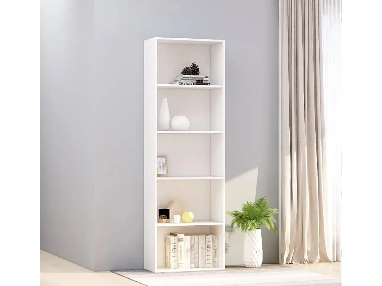 Loïc Estantería de 5 niveles madera contrachapada blanca 60x30x189cm