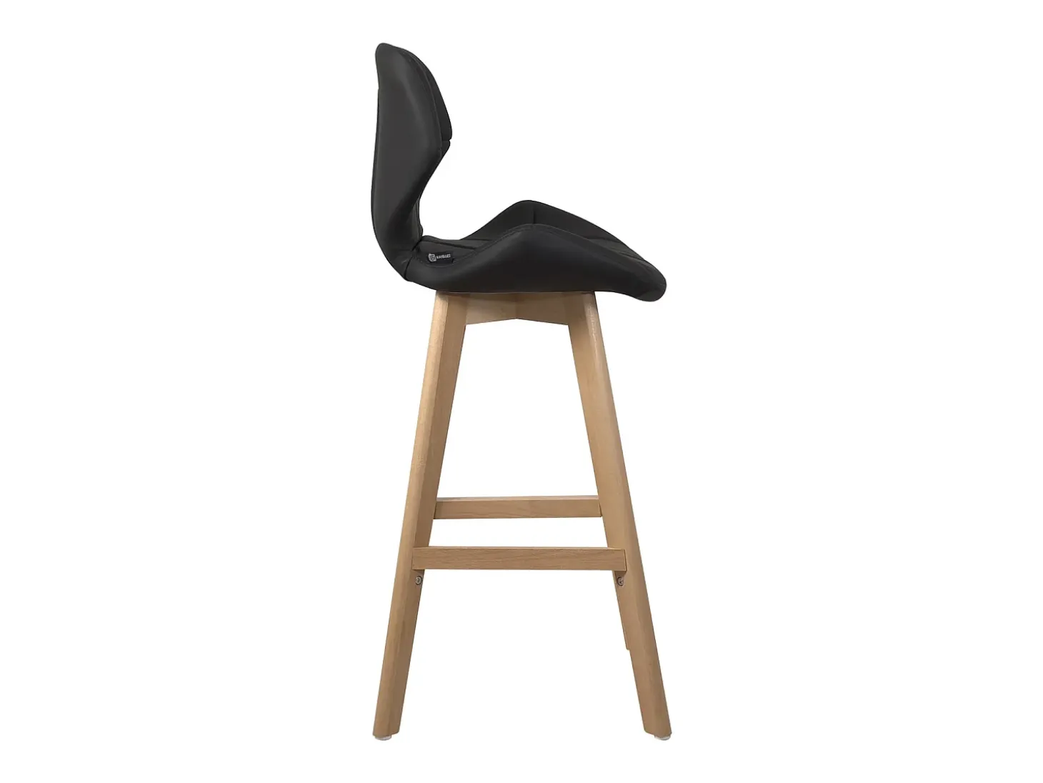 Lote de 2 sillas de bar escandinavas de 67 cm, asiento de símil cuero acolchado, patas de madera FATA (negro)