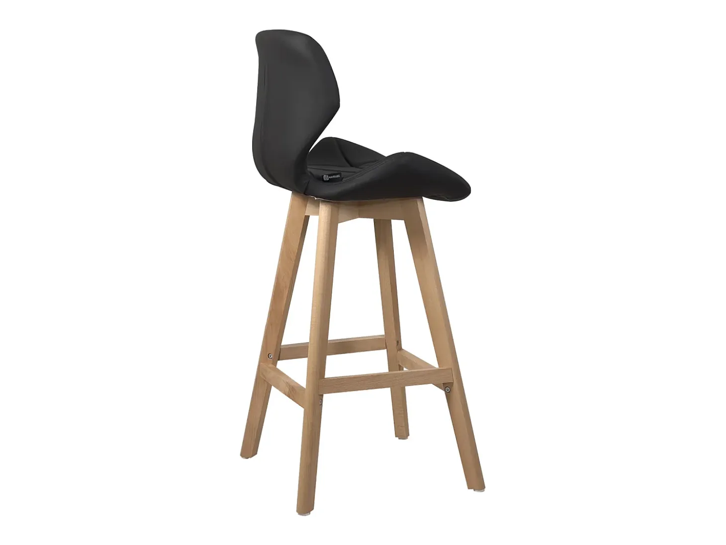 Lote de 2 sillas de bar escandinavas de 67 cm, asiento de símil cuero acolchado, patas de madera FATA (negro)