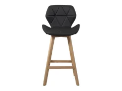 Lote de 2 sillas de bar escandinavas de 67 cm, asiento de símil cuero acolchado, patas de madera FATA (negro)