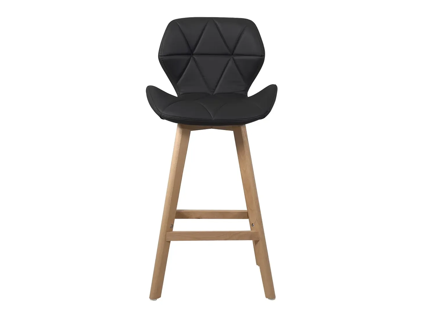 Lote de 2 sillas de bar escandinavas de 67 cm, asiento de símil cuero acolchado, patas de madera FATA (negro)