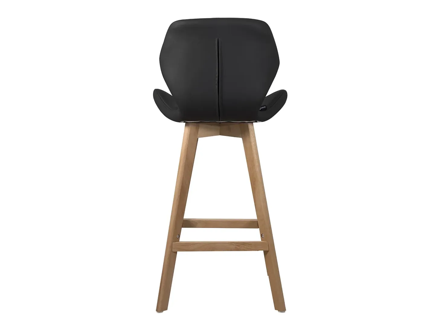 Lote de 2 sillas de bar escandinavas de 67 cm, asiento de símil cuero acolchado, patas de madera FATA (negro)