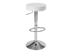 Lote de 2 taburetes de bar redondos, asiento de cuero sintético acolchado, giratorio, altura ajustable, base de cromo YO (blanco)