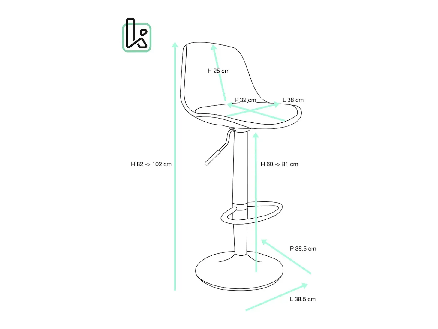 Lote de 2 taburetes de bar de diseño, asiento con respaldo bajo, cojín de cuero sintético, giratorio, altura ajustable, base de cromo SIG (blanco)