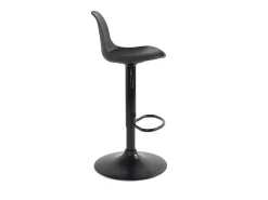 Lote de 2 taburetes de bar negros, asiento con respaldo pequeño y cojín de símil cuero, giratorio y altura regulable SIG (negro integral)