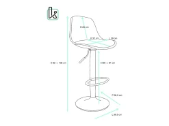 Lote de 2 taburetes de bar de diseño, asiento con respaldo bajo, cojín de cuero sintético, giratorio, altura ajustable, base de cromo SIG (negro)
