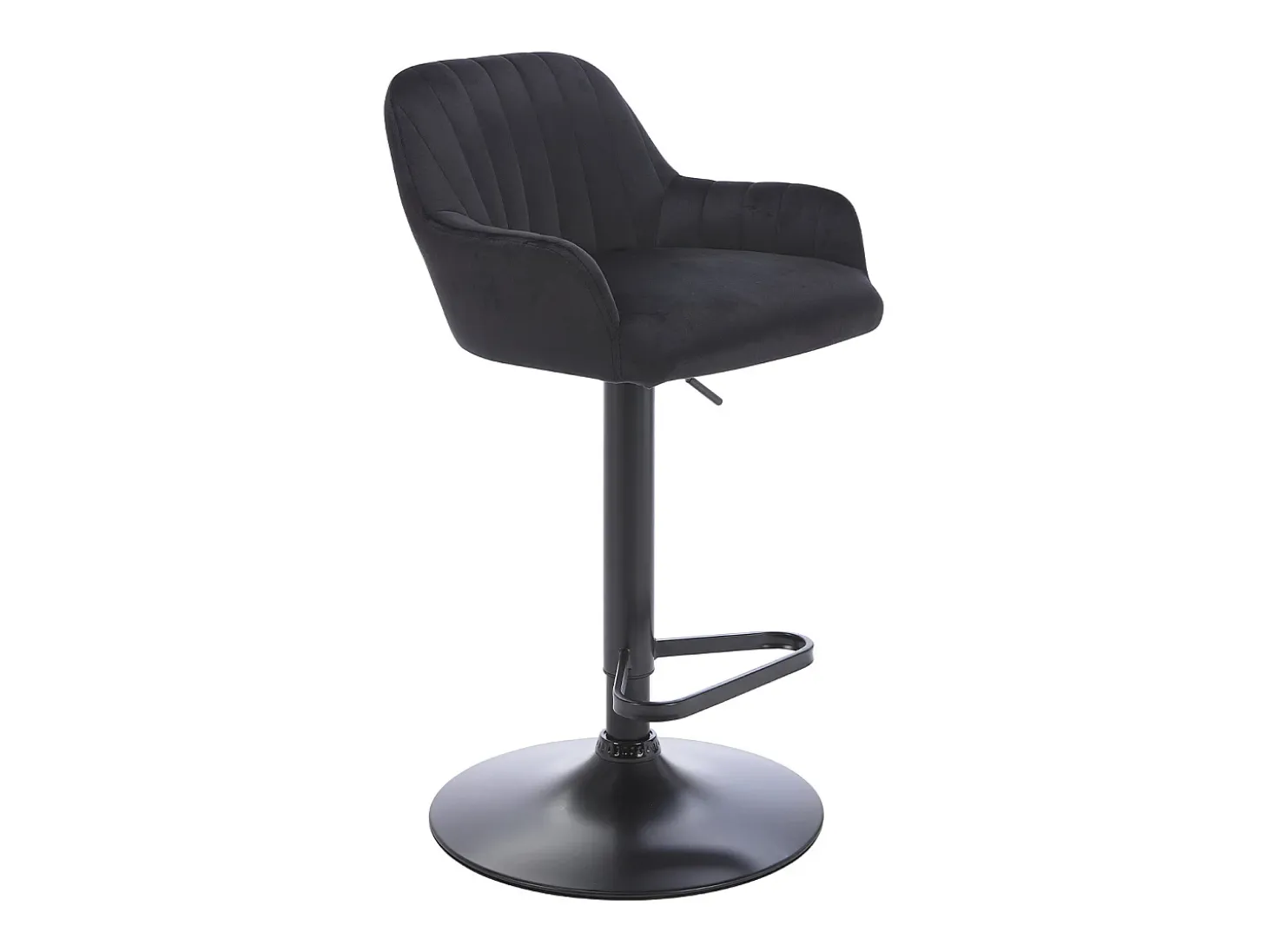 Lote de 2 taburetes de bar de terciopelo y metal - Altura ajustable - Negro - ELEANA