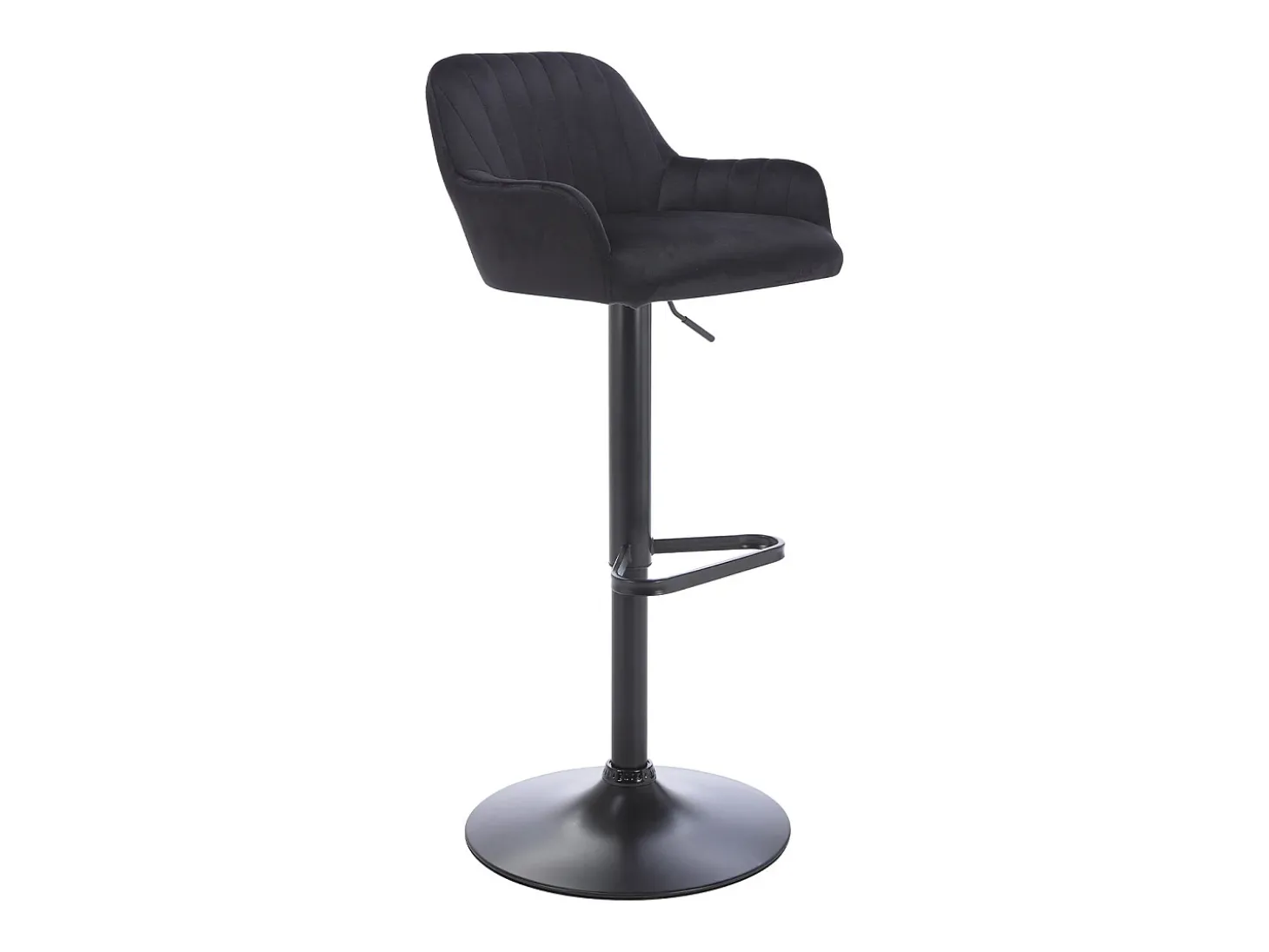 Lote de 2 taburetes de bar de terciopelo y metal - Altura ajustable - Negro - ELEANA