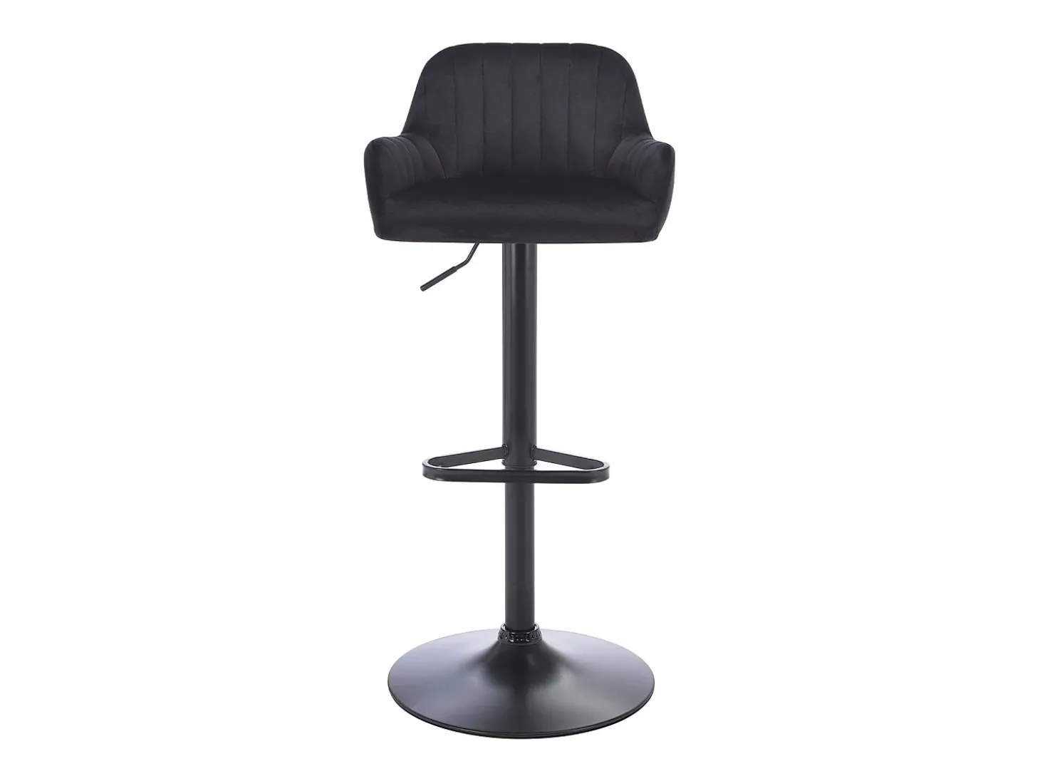 Lote de 2 taburetes de bar de terciopelo y metal - Altura ajustable - Negro - ELEANA
