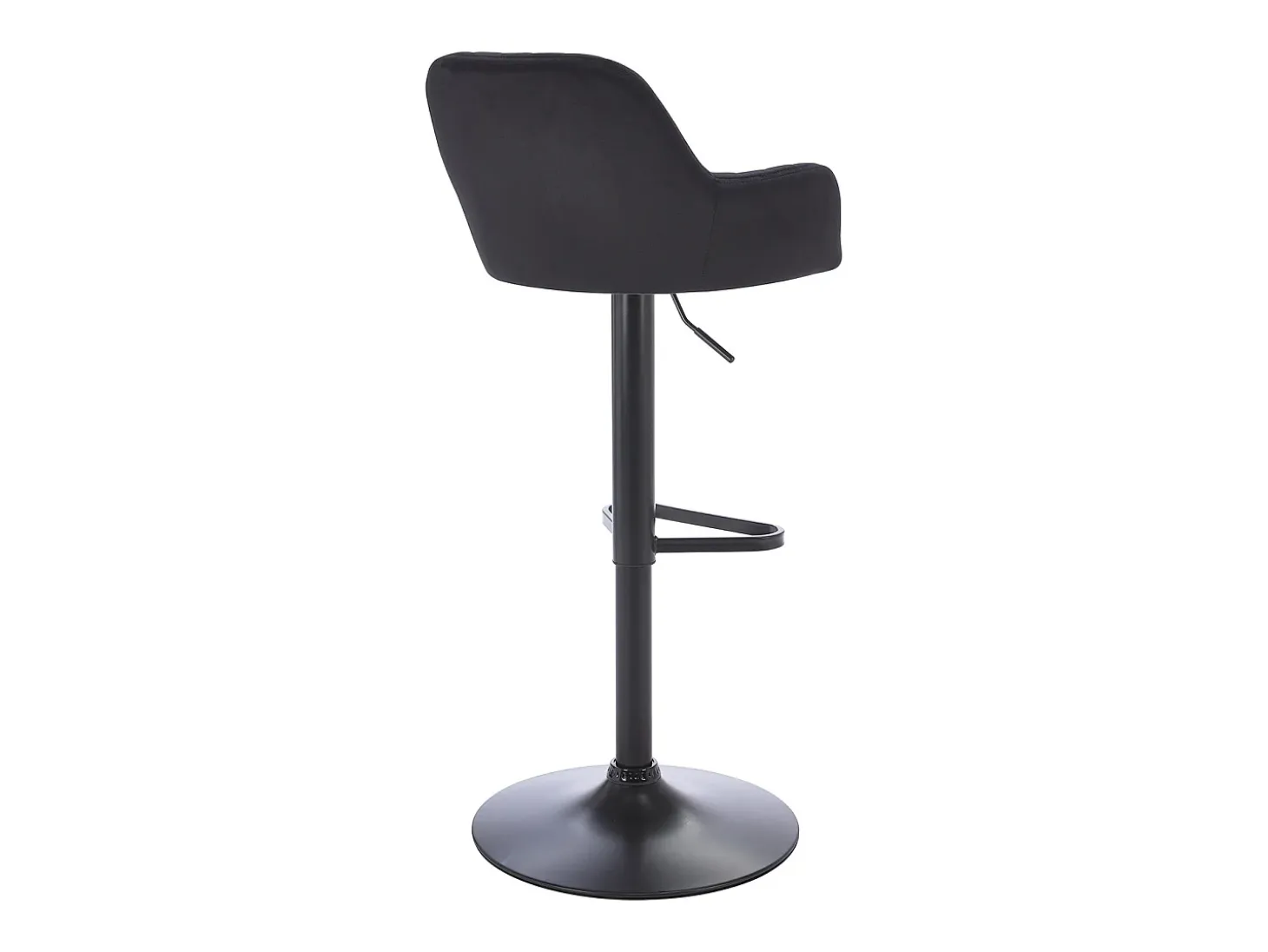 Lote de 2 taburetes de bar de terciopelo y metal - Altura ajustable - Negro - ELEANA