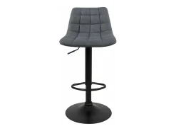 Lote de 2 taburetes de bar de diseño, asiento de terciopelo acolchado con respaldo, giratorio, altura regulable SID (Negro y terciopelo gris)