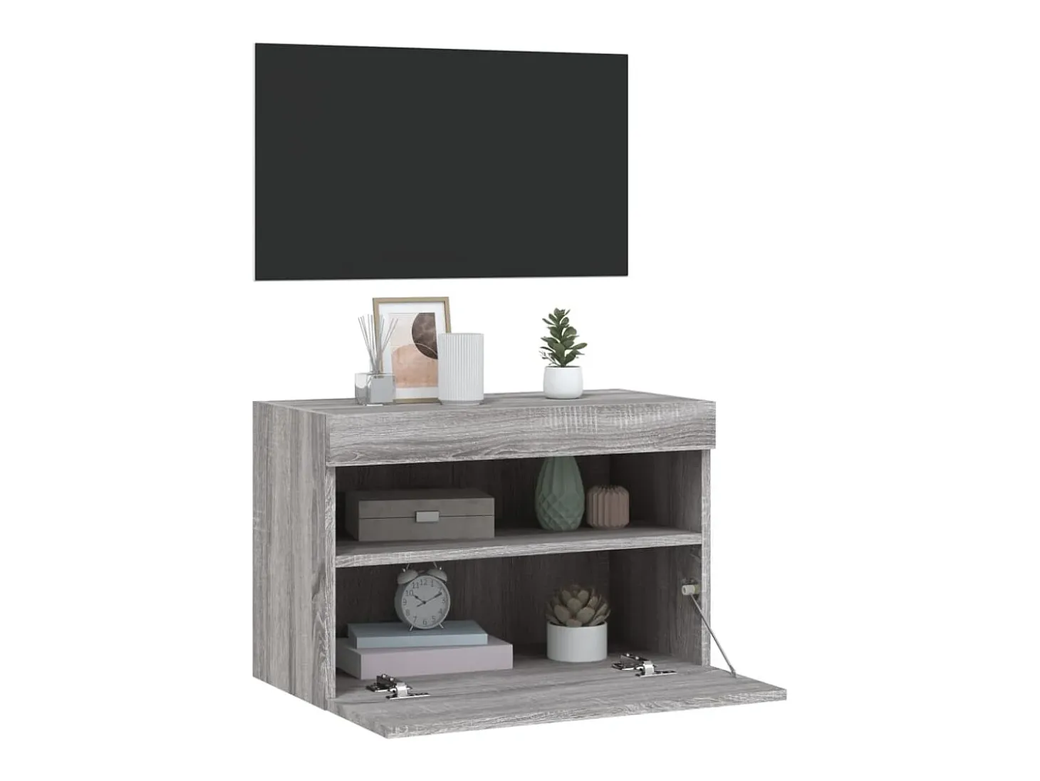 Ølstykke Mueble de TV de pared con luces LED gris Sonoma 60x30x40 cm