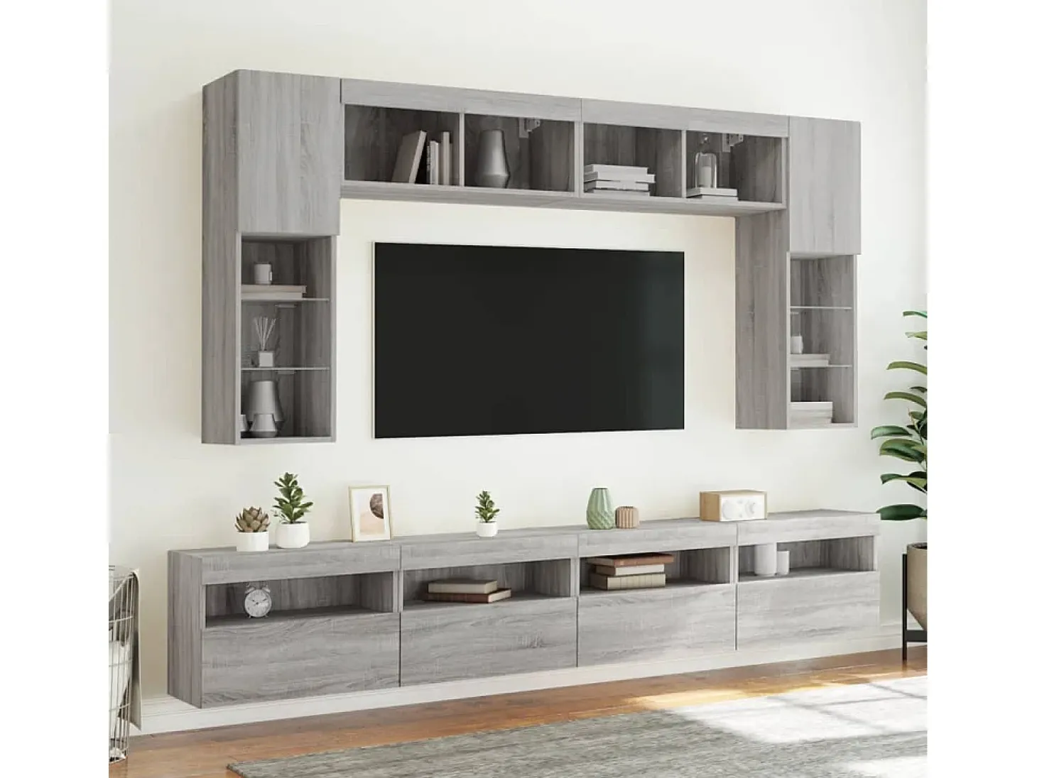 Ølstykke Mueble de TV de pared con luces LED gris Sonoma 60x30x40 cm