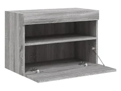 Ølstykke Mueble de TV de pared con luces LED gris Sonoma 60x30x40 cm