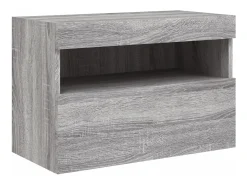 Ølstykke Mueble de TV de pared con luces LED gris Sonoma 60x30x40 cm