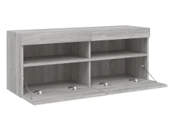 Ølstykke Mueble de TV de pared con luces LED gris Sonoma 100x30x40 cm