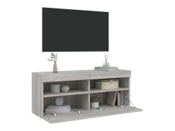 Ølstykke Mueble de TV de pared con luces LED gris Sonoma 100x30x40 cm