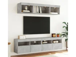 Ølstykke Mueble de TV de pared con luces LED gris hormigón 80x30x40 cm