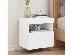 Ølstykke Mueble de TV de pared con luces LED blanco 40x30x40 cm