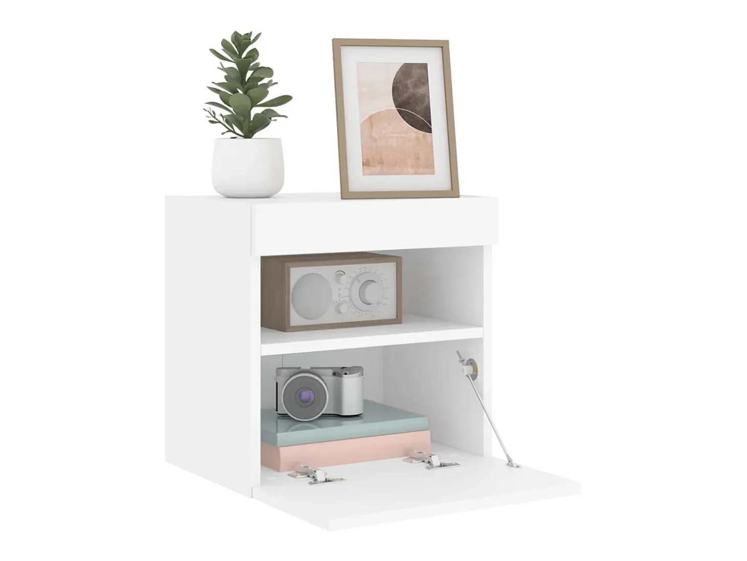 Ølstykke Mueble de TV de pared con luces LED blanco 40x30x40 cm
