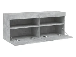 Ølstykke Mueble de TV de pared con luces LED gris hormigón 100x30x40 cm