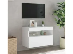 Ølstykke Mueble de TV de pared con luces LED blanco 60x30x40 cm
