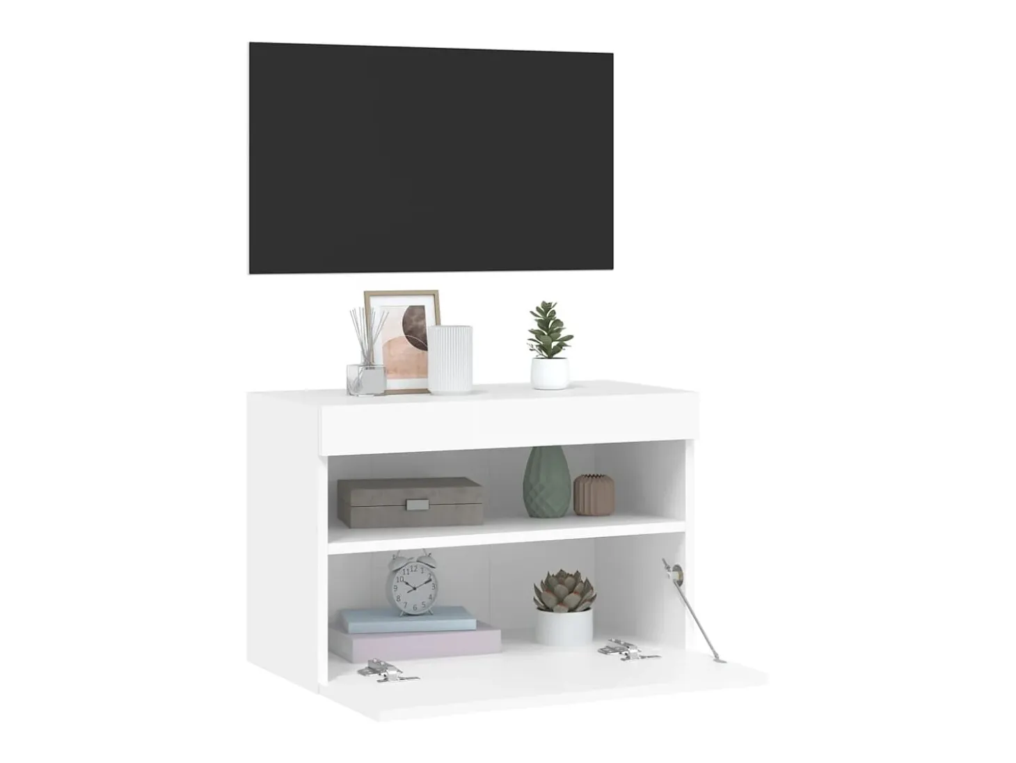Ølstykke Mueble de TV de pared con luces LED blanco 60x30x40 cm