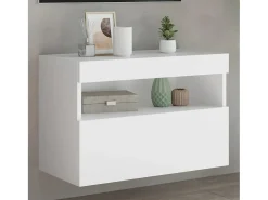 Ølstykke Mueble de TV de pared con luces LED blanco 60x30x40 cm