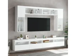 Ølstykke Mueble de TV de pared con luces LED blanco 60x30x40 cm