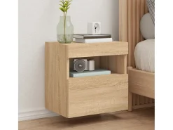 Ølstykke Mueble de TV de pared con luces LED roble Sonoma 40x30x40 cm