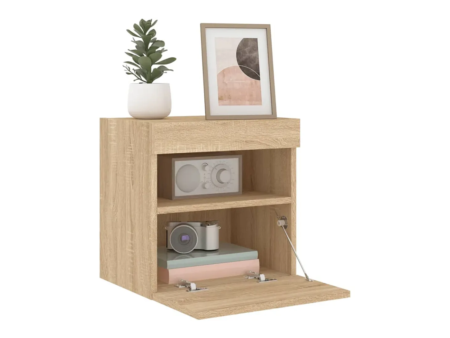 Ølstykke Mueble de TV de pared con luces LED roble Sonoma 40x30x40 cm