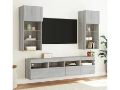 Ølstykke Mueble de TV de pared con luces LED gris Sonoma 40x30x40 cm