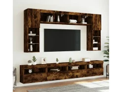 Ølstykke Mueble de TV de pared con luces LED roble ahumado 60x30x40 cm