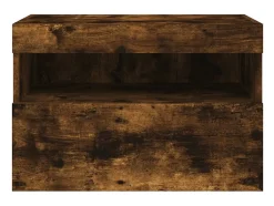 Ølstykke Mueble de TV de pared con luces LED roble ahumado 60x30x40 cm
