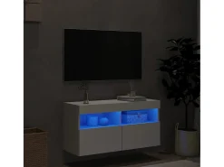 Ølstykke Mueble de TV de pared con luces LED blanco 80x30x40 cm