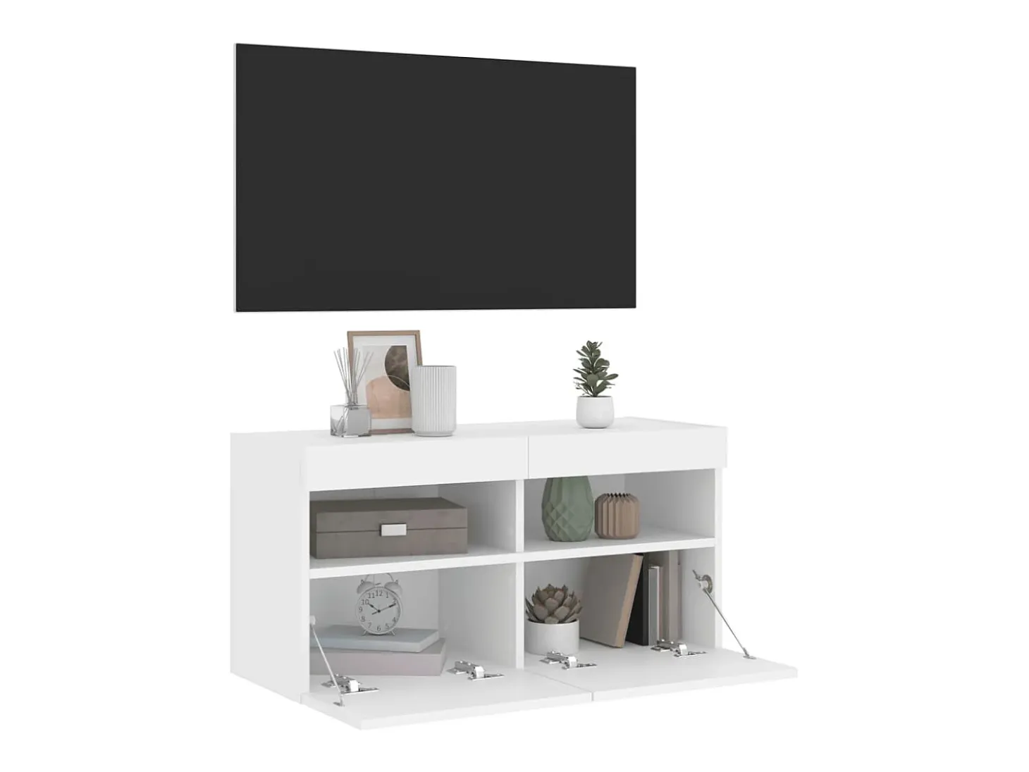 Ølstykke Mueble de TV de pared con luces LED blanco 80x30x40 cm
