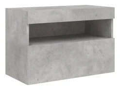 Ølstykke Mueble de TV de pared con luces LED gris hormigón 60x30x40 cm