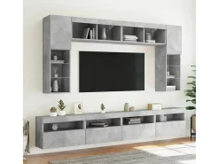 Ølstykke Mueble de TV de pared con luces LED gris hormigón 60x30x40 cm
