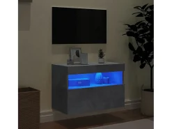 Ølstykke Mueble de TV de pared con luces LED gris hormigón 60x30x40 cm