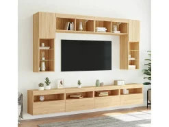 Ølstykke Mueble de TV de pared con luces LED roble Sonoma 60x30x40 cm