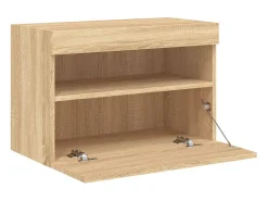 Ølstykke Mueble de TV de pared con luces LED roble Sonoma 60x30x40 cm