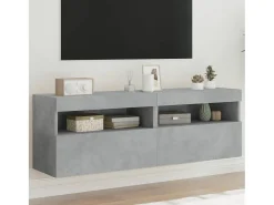 Ølstykke Muebles TV de pared luces LED 2 uds gris hormigón 60x30x40 cm