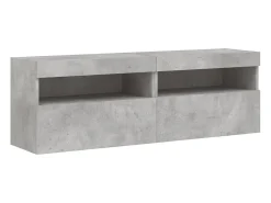 Ølstykke Muebles TV de pared luces LED 2 uds gris hormigón 60x30x40 cm