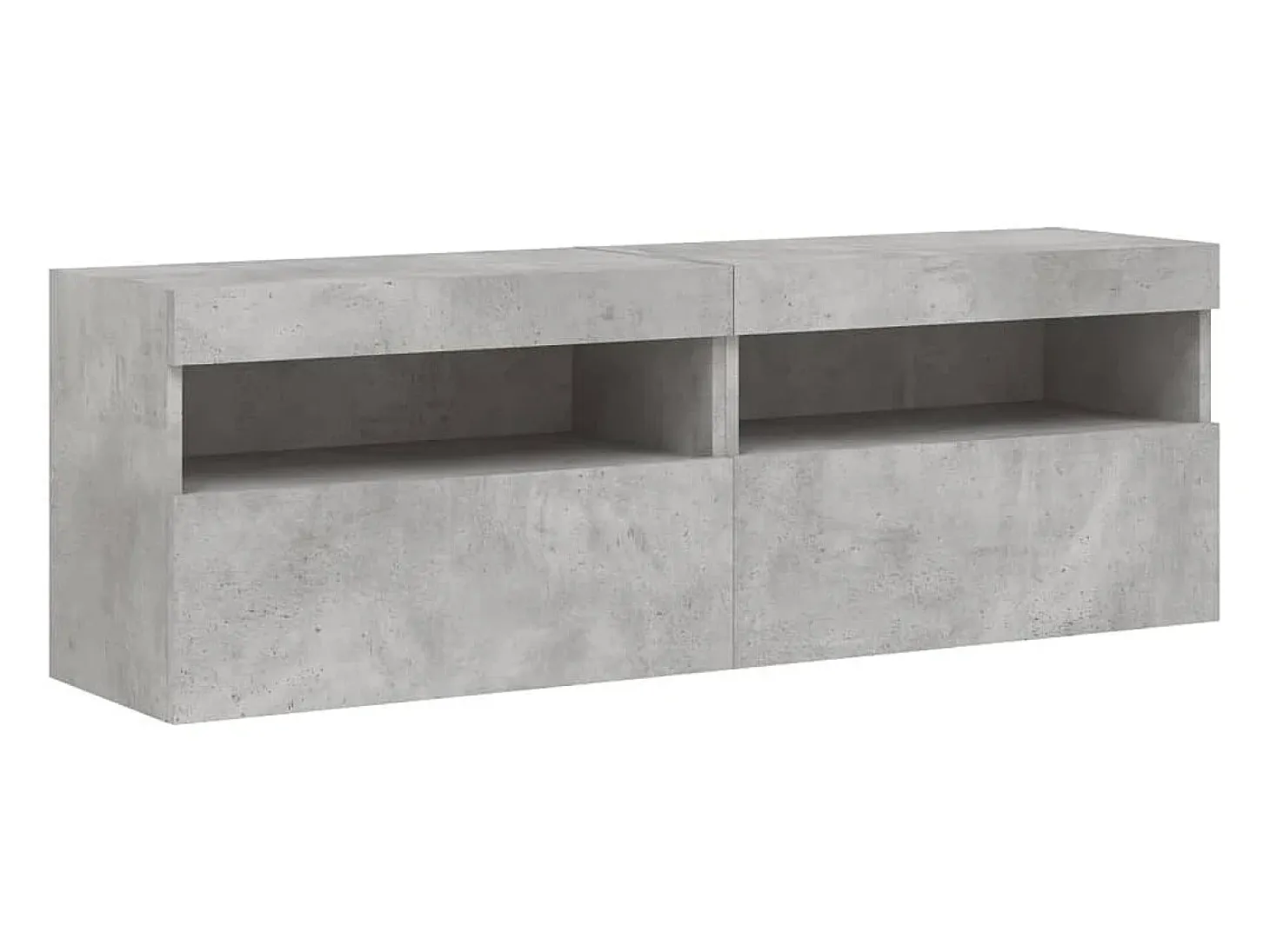 Ølstykke Muebles TV de pared luces LED 2 uds gris hormigón 60x30x40 cm