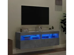 Ølstykke Muebles TV de pared luces LED 2 uds gris hormigón 60x30x40 cm