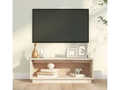 Lysira Mueble de TV de madera maciza de pino 90x35x35 cm