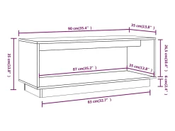 Lysira Mueble de TV de madera maciza de pino 90x35x35 cm