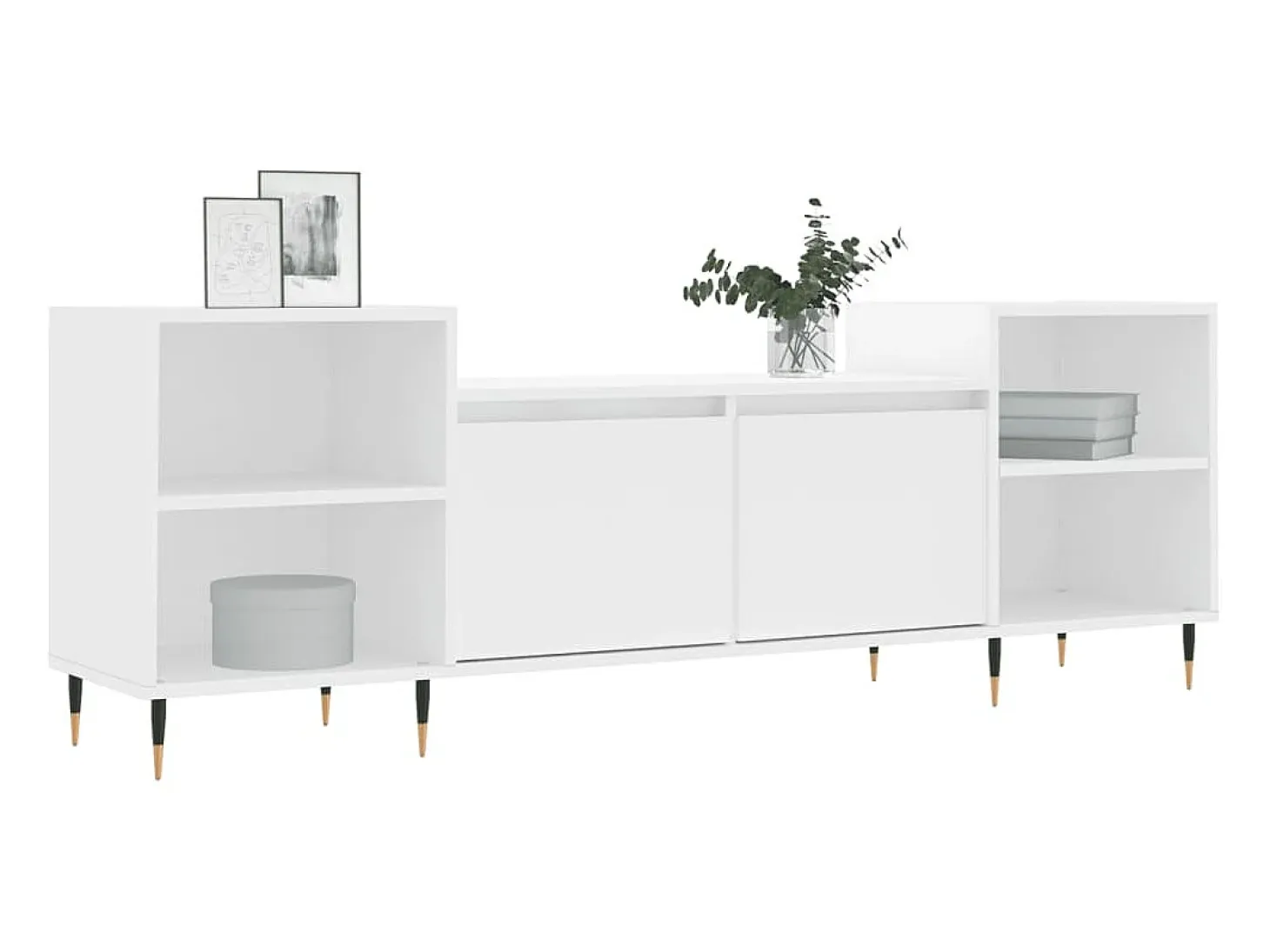 Malik Blake Mueble para TV madera contrachapada blanco 160x35x55 cm