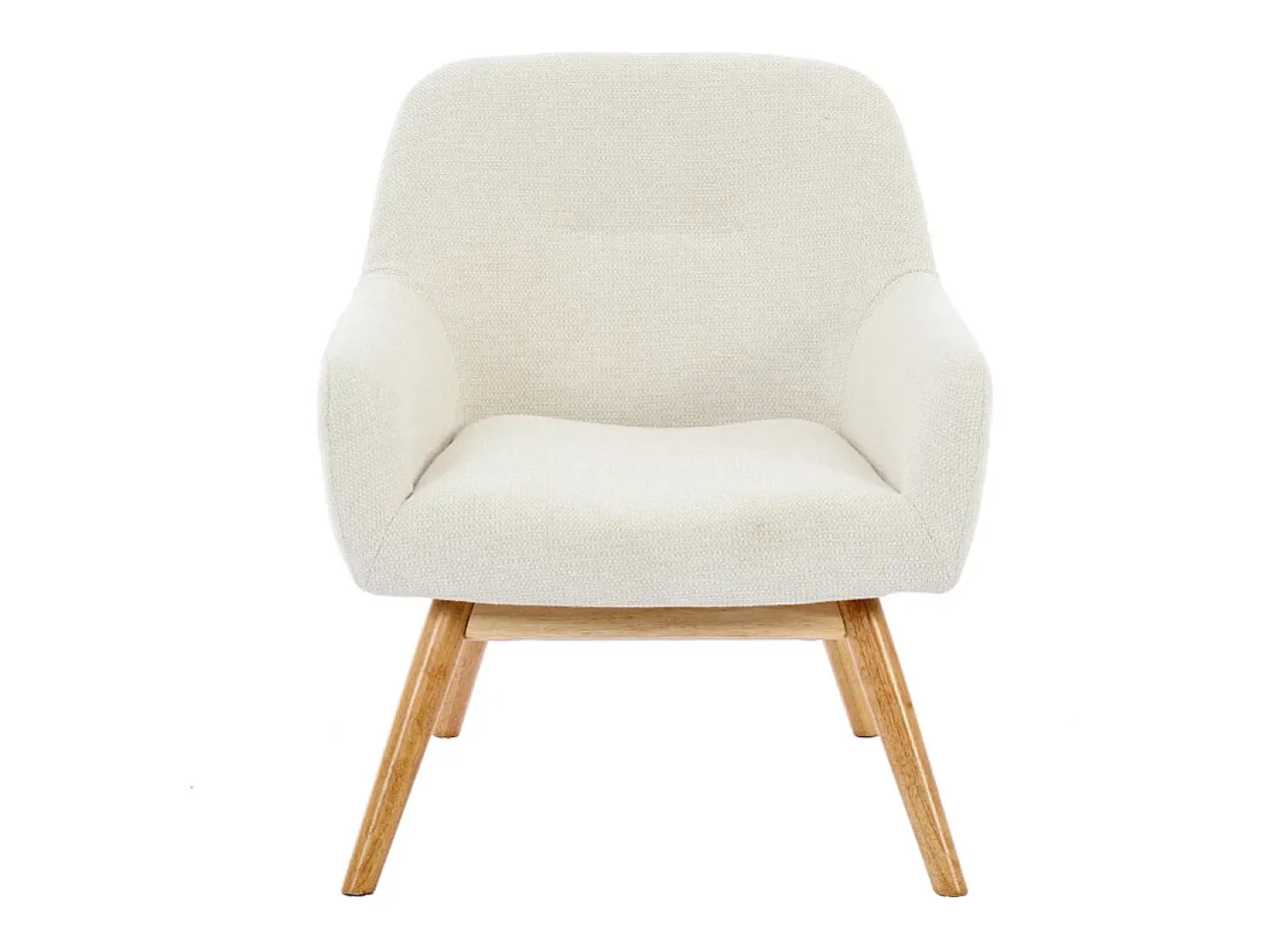 MALMO-Sillón de madera natural y tela Trendy Beige